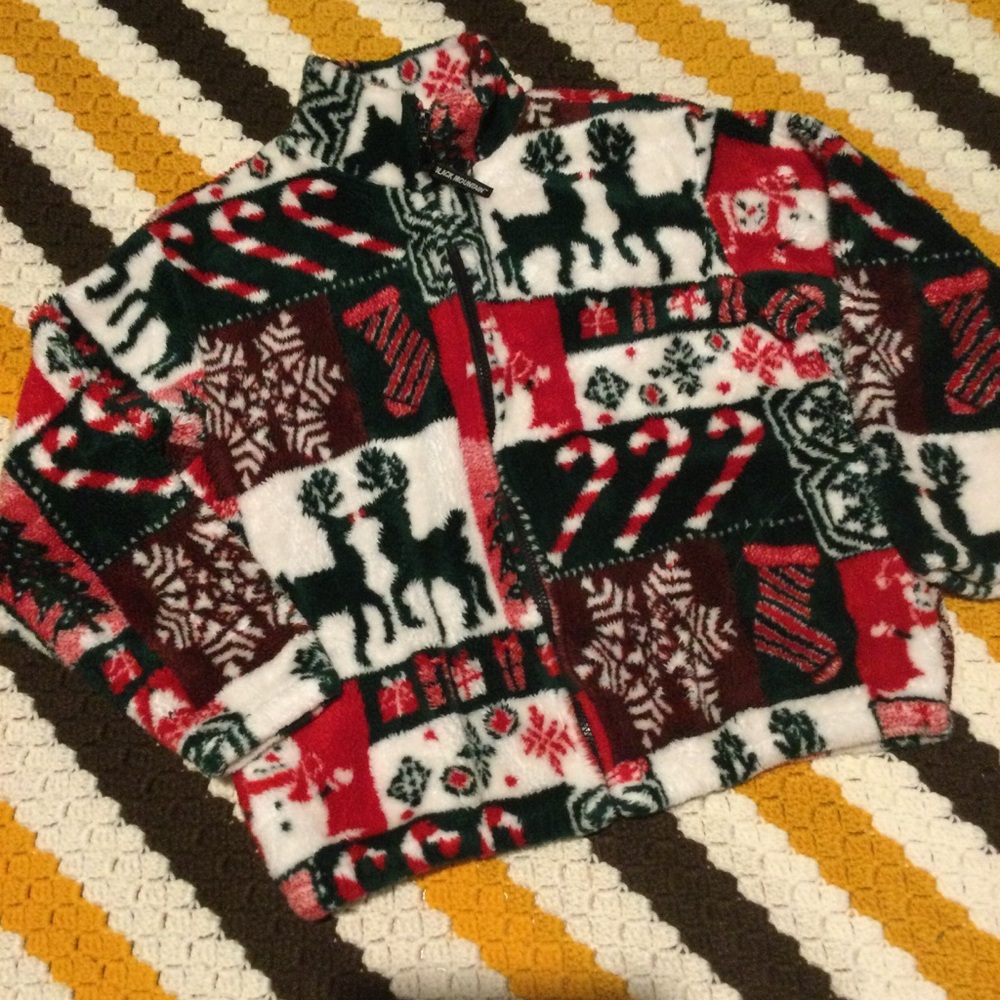 Womens Holiday Fleece Jacket - Red, Green & White